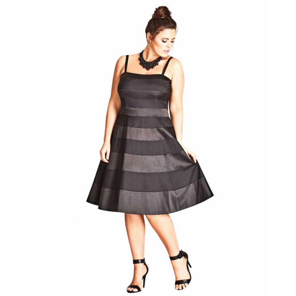 CITY CHIC Miss Shady Fit & Flare Dress - black
